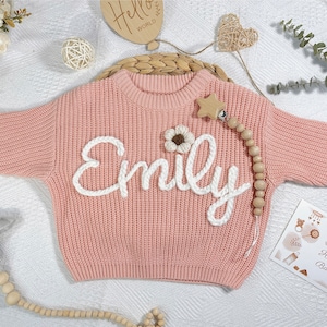 Custom baby name gift,hand embroidered baby sweaters,Custom Newborn gift, Baby shower gift, Birthday gift for baby boy and girl,new mom gift zdjęcie 1