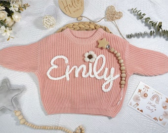 Custom baby name gift,hand embroidered baby sweaters,Custom Newborn gift, Baby shower gift, Birthday gift for baby boy and girl,new mom gift