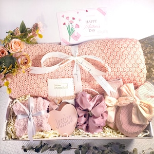 Caja de regalo para mamá y niña, espejo portátil, regalo para mejorarse, regalo para nueva mamá, regalo para pensar en ti, cesta de regalo con manta, regalo del día de las madres
