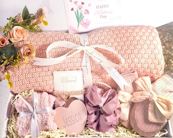 Confezione regalo per mamma e bambina, specchio portatile, regalo di guarigione per lei, regalo per la neo mamma, regalo pensando a te, cesto regalo con coperta, regalo per la festa della mamma