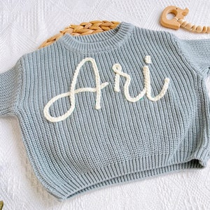 Maglioni personalizzati con nome per bambini ricamati a mano, regalo personalizzato per neonati, regalo per baby shower, regalo di compleanno per neonati maschi e femmine, regalo per neomamme