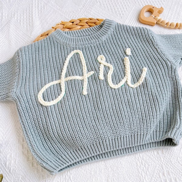 Personalized hand embroidered baby name sweaters,Custom Newborn gIft, Baby shower gift, Birthday gift for baby boy and girl,new mom gift