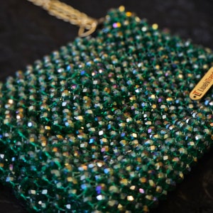 Smaragd grüne Kristall Perlen Handtasche mit doppelter Schulter Kette, Hochzeit Tasche, Braut Tasche, Kristall Clutch Tasche, Kristall glänzende Tasche, handgemacht