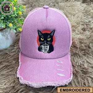 Embroidered Is He Dead Yet Cat Hat, Anti Trump Anti Fascism Hat, Subtle FDT Hat, Protest Democra, Liberal Activist, Political Hat, Cat Lover