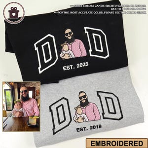 Custom Embroidered Photo Dad Sweatshirt, Custom Fathers Day or Birthday Gift for Dad, Personalized Dad Hoodie, Portrait Shirt, Family Shirt