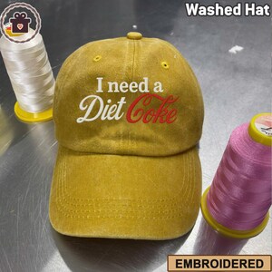 Diet Coke Gestickter Hut, Stickerei Coke Zero Cap, Ich brauche Diet Coke Cap, Pop Koffein Cola Getränke, minimalistischer Hut, Diet Coke Lover Geschenke
