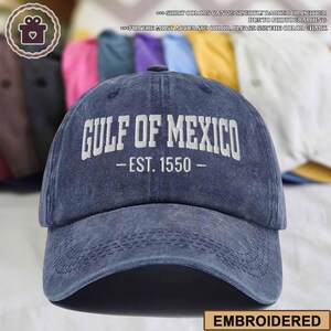 Embroidered Gulf Of Mexico Est 1550 Hat, Embroidery Baseball Cap, Gulf Coast, American Gulf of Mexico, Vintage Baseball Hat