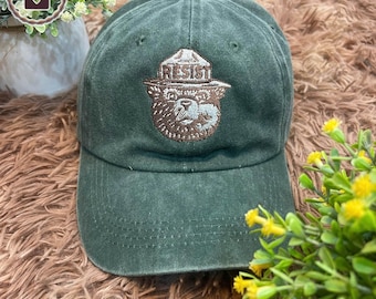 Resist Bear Embroidered Hat, National Park Bear Cap, Resist FDT Dad Hat, Bear National Parks Support Hat, Protect National Parks Hat