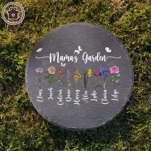 Mama&#39;s Garden Stone, Custom Garden Stone Gift For Mom, Grandma, Custom Birth Month Flower Garden Stone, Mother&#39;s Day Gift, Birthday Gift