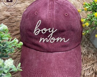 Embroidered Boy Mom Hat, Mothers Day Gift, Mothers day special hat, Boy Mom Hats, Mummy Hat, Mother Washed Hat, Unisex Cap