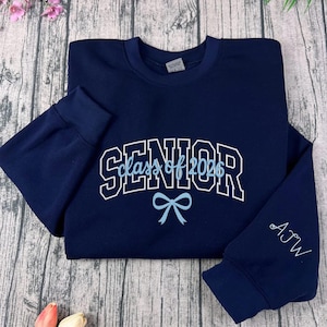 Custom Embroidered Senior Hoodie, Coquette Bow, Senior Team Shirts Personalized, Senior Sunrise, Class of 2026, Senior Cheer Gift