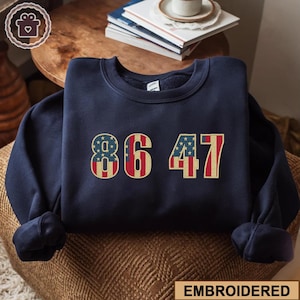 Embroidered 86 47 Shirt, Anti Trump Shirt, Anti Republican Fascism Shirt, Anti Trump Tee, Stop Project 2025, Resist T Shirt, Democrat Shirt