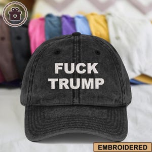 Embroidered F*ck Trump Vintage Cap, Resist Embroidered Hat, Anti Trump Embroidery Hat, Subtle Anti Trump Dad Cap