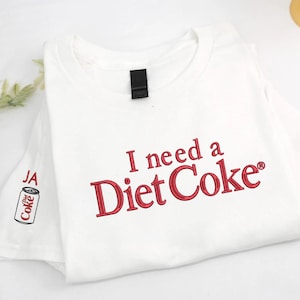 Camiseta bordada &quot;Preciso de uma Coca-Cola Diet&quot;, moletom bordado &quot;Coca-Cola Diet&quot;, moletom &quot;Clube Social Diet&quot;, presentes para quem ama Coca-Cola Diet