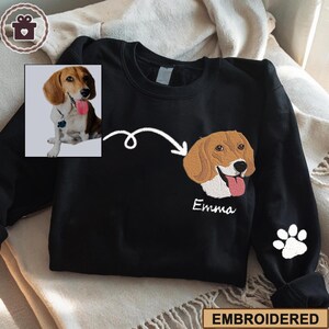 Besticktes benutzerdefiniertes Hundegesicht-Sweatshirt, Hundefoto bestickter Hoodie, Hundeliebhaber-Sweatshirt, Geschenk für Tierliebhaber, Haustierstickerei-Pullover