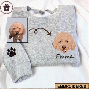 Benutzerdefiniertes Hundegesicht besticktes Sweatshirt, Hundefoto bestickter Hoodie, Hundeliebhaber Sweatshirt, Geschenk für Tierliebhaber, Haustierstickerei-Pullover