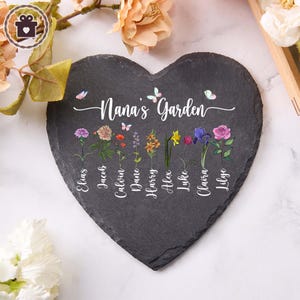 Nana&#39;s Garden Stone, Custom Garden Stone Gift For Mom, Grandma, Custom Birth Month Flower Garden Stone, Mother&#39;s Day Gift, Birthday Gift