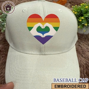 Rainbow Heart Embroidered Hat, Pride LGBTQ+ Dad Cap, Colorful Be Yourself Baseball Cap, Inclusive Pride Gift, Motivational Hat, Pride Hat