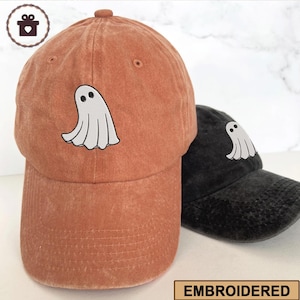 Ghost Embroidered Halloween Cap, Halloween Hat, Cute Ghost, Spooky Season, Boo Hat, Fall Autumn, Trick or Treat, Cute Halloween Ghosts Cap