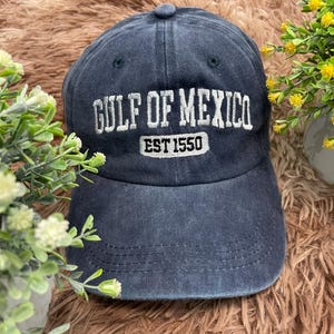 Embroidered Gulf Of Mexico Est 1550 Hat, Embroidery Cap, Gulf Coast, American Gulf of Mexico, Vintage Hat