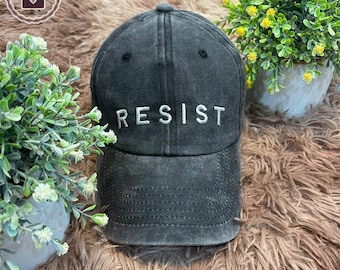 Resist Embroidered Hats FDT Democrat Gift, Political Protest Resist Baseball Cap, Leftist Anti-MAGA Liberal Progressive Hat