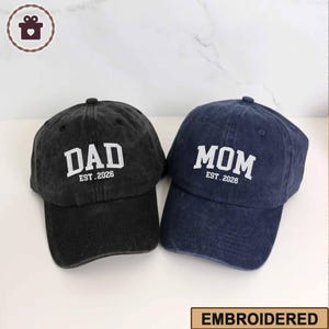 Custom Embroidered Hat, Personalized Date, Matching Vintage Baseball Hat, Gift For New Dad Mom, Pregnancy Announcement, Mothers day gift