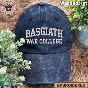 Embroidered Basgiath War College Washed Hat, Fourth Wing Embroidery Hat, Xaden Riorson, Dragon Rider Hat, Romantasy Reader Bookish Gift Cap