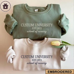 Custom College Embroidery Sweatshirt/Hoodie and T-Shirt, Embroidered Personalizable Design University and College Program