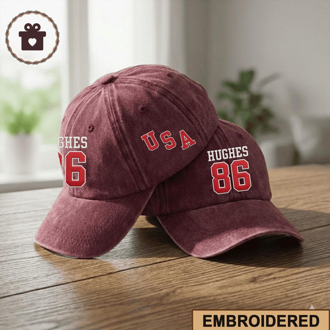 Hughes Performance Hat Jack Hughes Usa Gold Hockey Wash Hat, Patriotic Hockey Fan Hat, Hockey ...