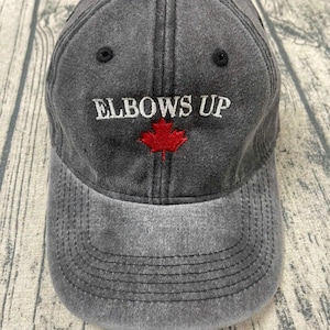 Embroidered Elbows Up Baseball Cap Canada Pride Hat Canadian Gift Idea Hat Maple Leaf Pride Canada Souvenir Political Statement