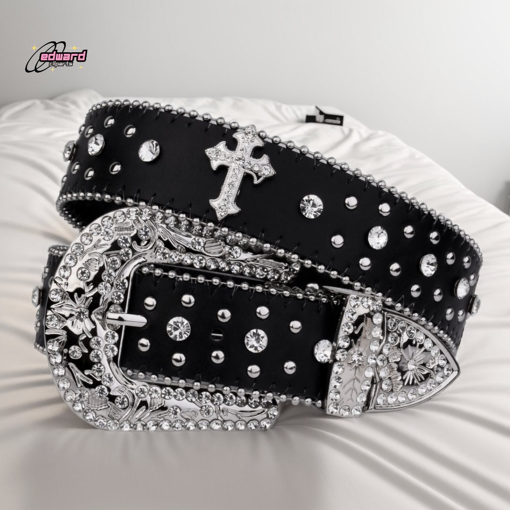 1pc Women's Y2k Pattern Western Style Cross Wing Inlaid Rhinestone Waist  Belt, Suitable For Daily Life, Parties, And Students Wearing With Jeans