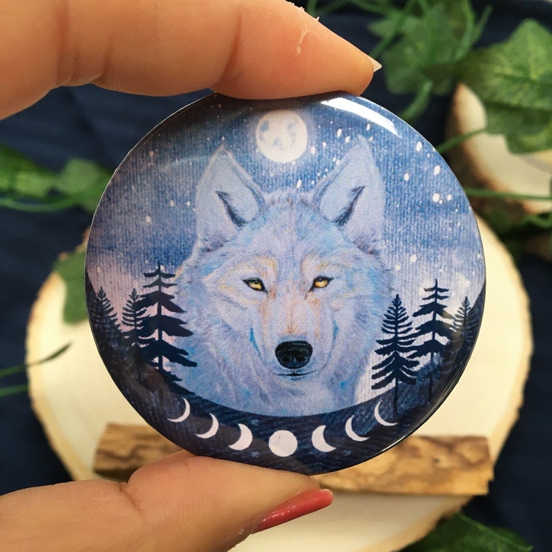 Wolf Pocket Mirror Wolf and Moon Compact Mirror Wolf Gift Etsy UK