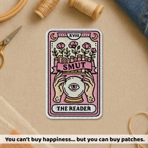 The Reader Tarot Card Patch, Dark Romance Book Lover Witchy Booktok Bookish Embroidery Patches for Clothes, Jackets, Backpacks