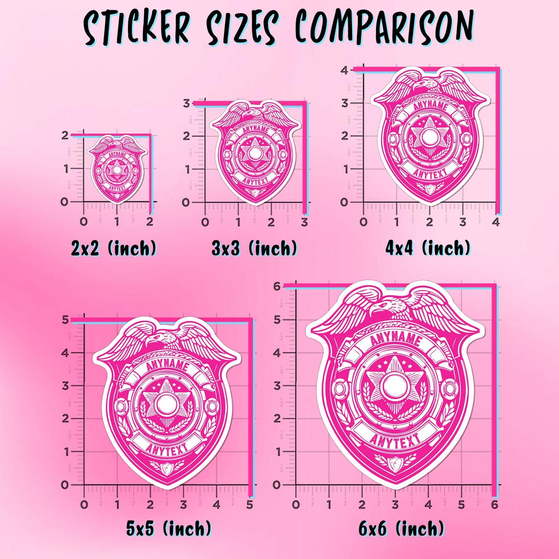 Custom Police Badge Sticker, Personalized Black Police Badge Name ...