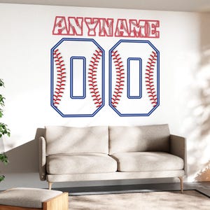 Personalized Baseball Softball Name Wall Decal, Custom Sports Name Transparent, Large Vinyl Nursery Wall Decal Home, Room Boy Girls Bedroom