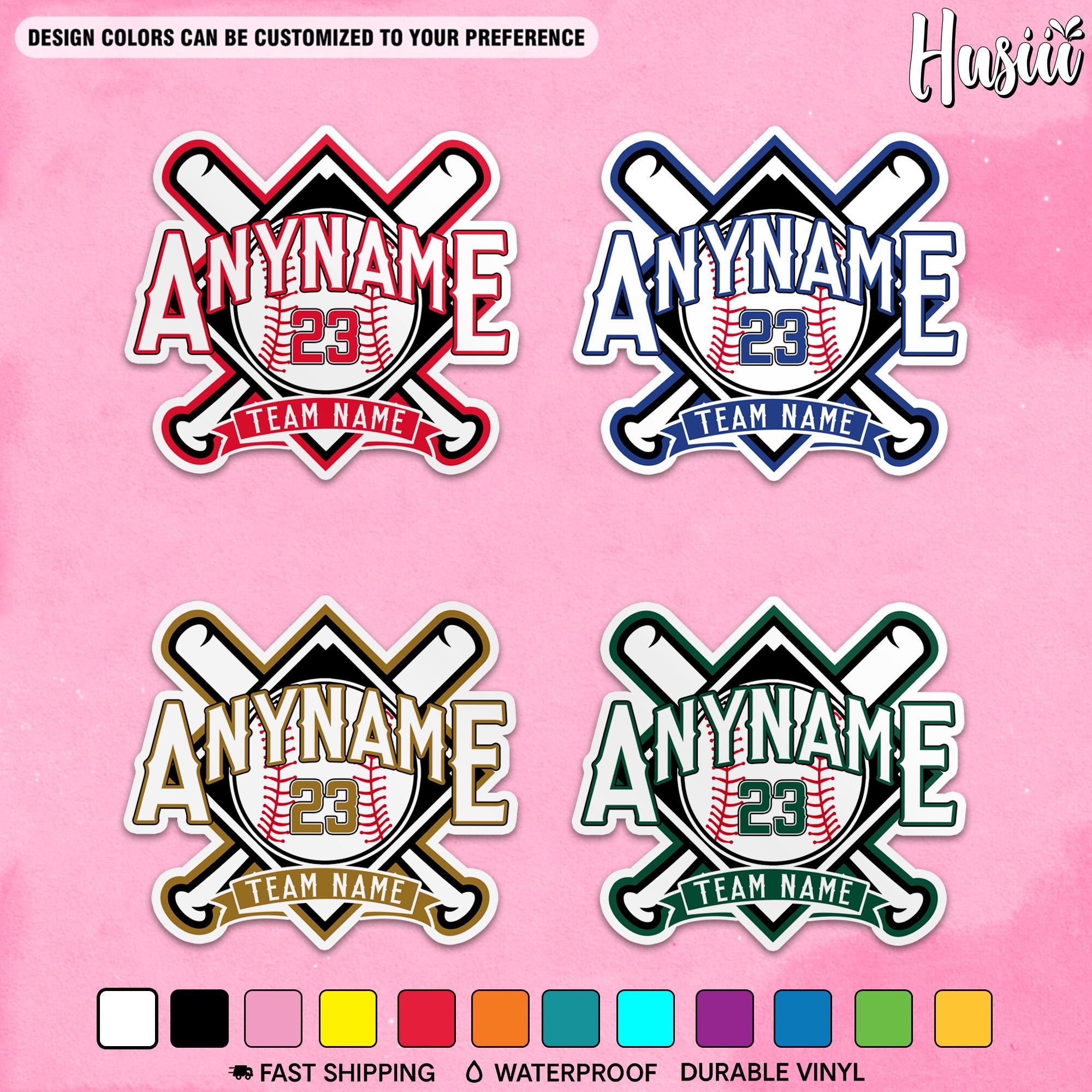 Custom Baseball Name Sticker, Personalized Baseball Softball Sports ...