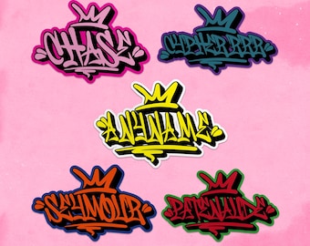 Custom Graffiti Name Decal Sticker, Personalized Graffiti Name Decal Graphics, Personalized Graffiti Name Decal Graphics for Boys Girls