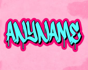 Custom Graffiti Name Sticker Personalized Name Stickers Spray Paint Graffiti Decal Die-cut Vinyl Waterproof for Laptop, Tumbler
