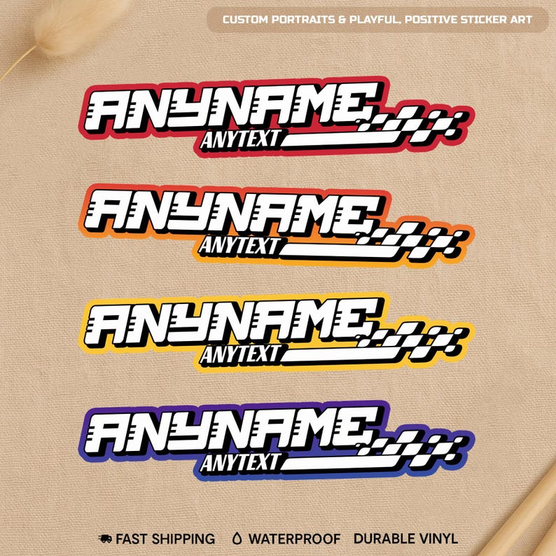 Sticker Racing Nome Custom Racing Name Sticker, Personalized Boy Name Race Car Speed ...