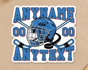 Personalized Hockey Name Number Decal Sticker, Custom Hockey Team Stickers Hockey Lover Waterproof Sticker for Water Bottle, Notebook