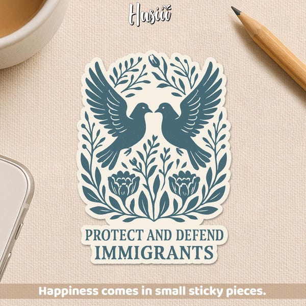 Pegatina "Proteger y defender a los inmigrantes", "Nadie es ilegal", "Derechos humanos, justicia social", pegatina impermeable para portátil, botella de agua, casco, regalo