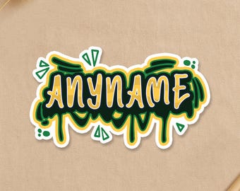 Custom Graffiti Name Sticker, Personalized Name With Colorful Graffiti Drip Art Name Decal for Laptop Water Bottle Gift Bag Girl Teen Name