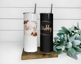 Hubby And Wifey Couple Wedding Tumbler PNG, Tumbler Design 20oz Skinny Sublimation Digital, Straight Tumbler PNG his and hers tumbler wrap