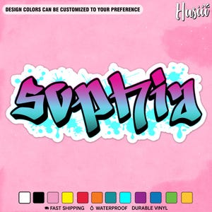 Custom Graffiti Name Decal Sticker, Personalized Graffiti Wall Name Decal Graphics for Women Men Player Laptop Water Bottle Gift Bag