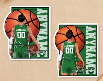 Custom Basketball Sports Sticker, Personalized Basketball Players Name And Number Stickers for Laptop Water Bottle Gifts Player Coach