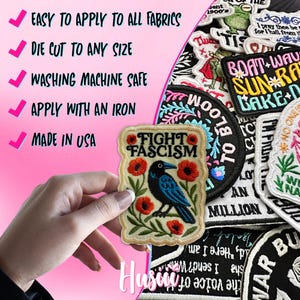 Fight Fascism Floral Protest Pro Democracy Social Justice Patches for Clothes Jacket Backpack bild 4