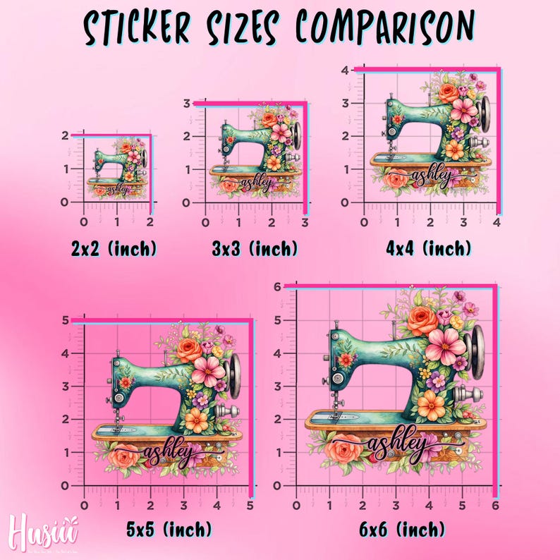Custom Floral Sewing Machine Transparent Sticker, Personalized Tailor ...