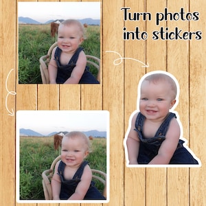 Custom Photo with Text Sticker, Personalized Image Sticker, Customized Photo Portrait Moment Die-cut Vinyl Stickers for Her Him Adults Gifts