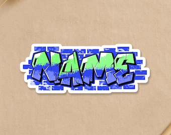 Custom Graffiti Name Sticker, Personalized Colorful Drip Graffiti Retro Name Die-cut Vinyl Waterproof Die-cut for Boys Girls Bike