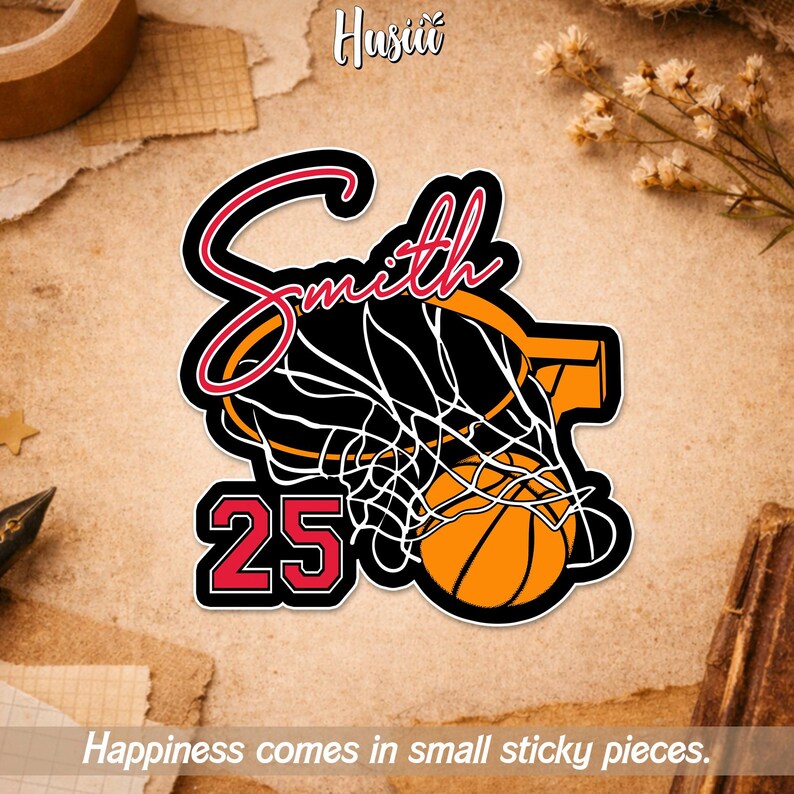 Custom Basketball Name Sticker, Personalized Graffiti Basketball Jersey ...